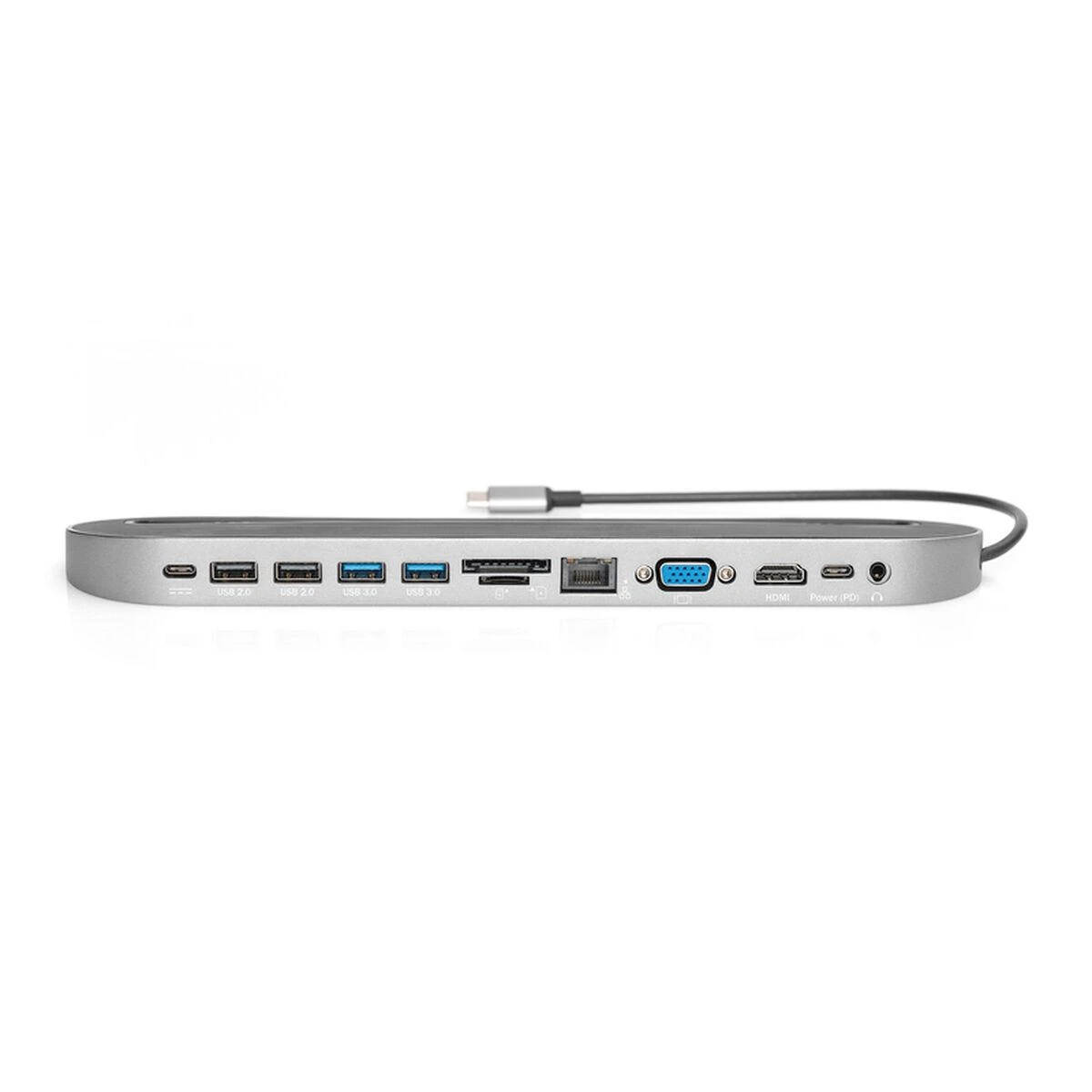 Assmann Electronic DIGITUS DA-70888 12-port USB-C Dock pilka HDMI VGA 2xUSB-C 4xUSB-A RJ45 1x3.5mm SD/MicroSD