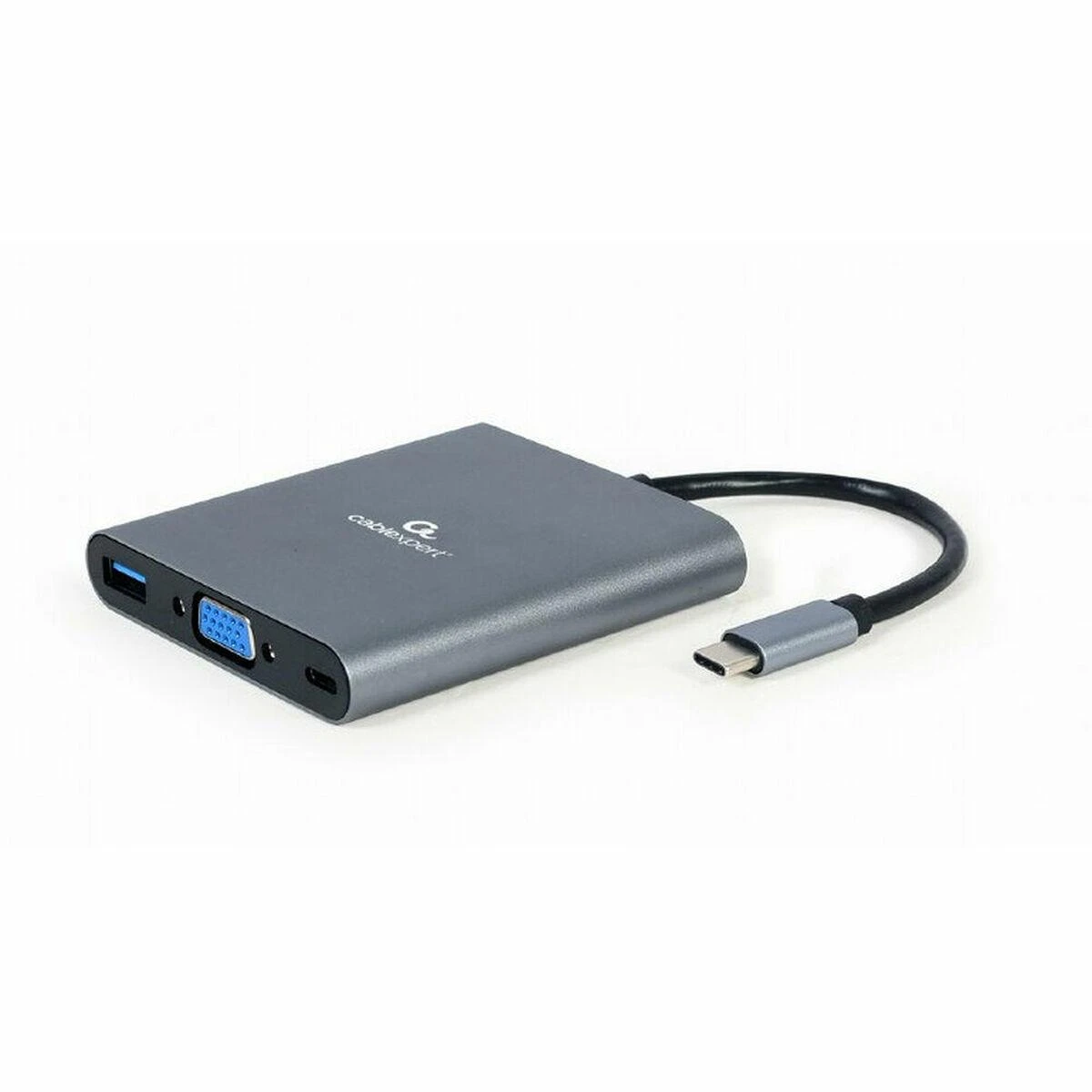 GEMBIRD A-CM-COMBO6-01 Multi Port Adapteris USB Type C 6in1 Hub3.1 HDMI VGA PD kortelių skaitytuvas stereo audio space pilkas