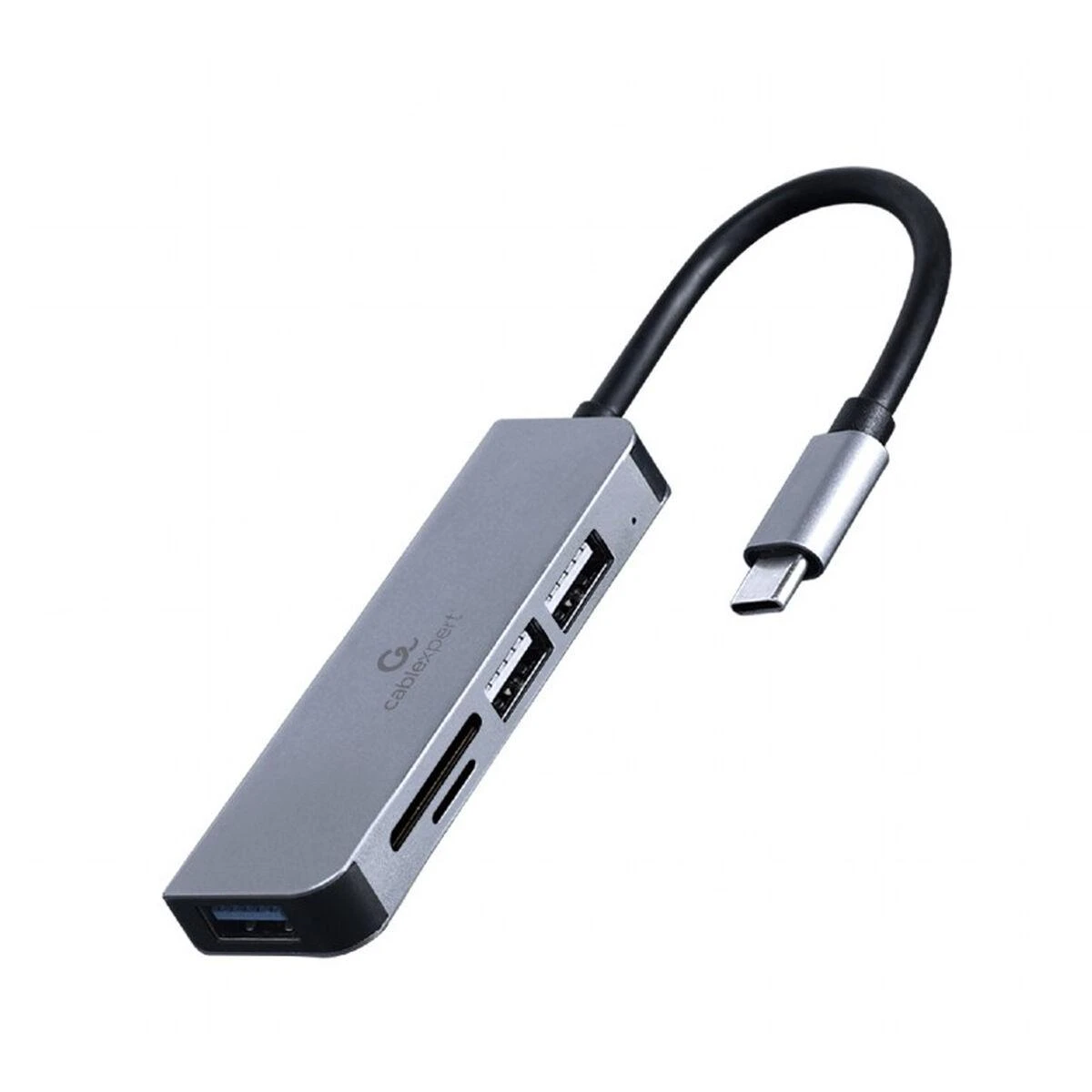 Gembird USB-C šakotuvas su USB ir kortelių skaitytuvu
