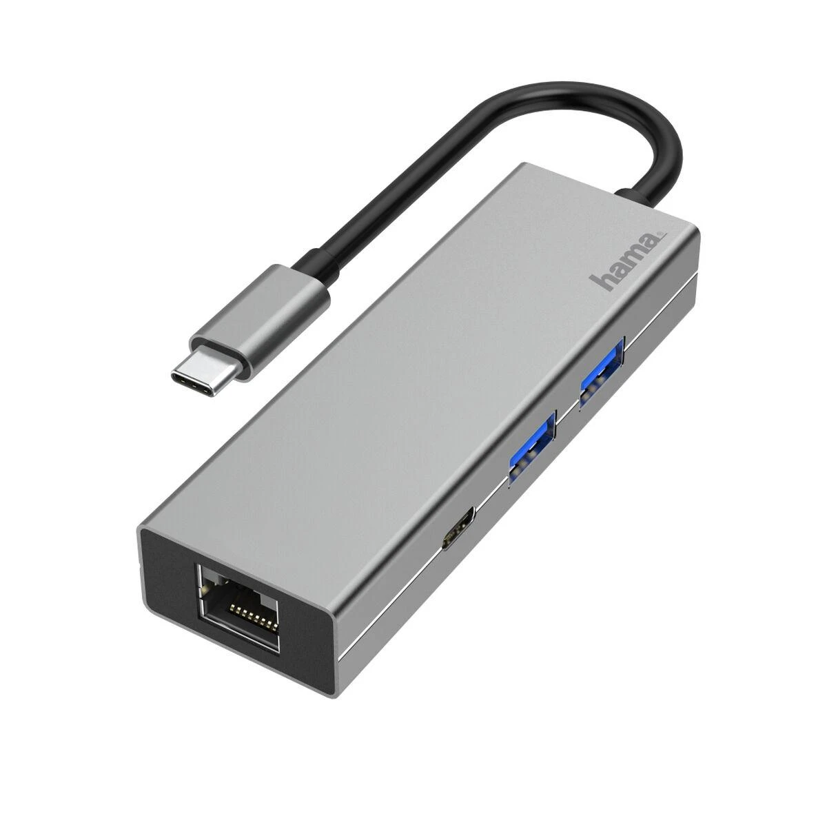 USB šakotuvas Hama 1x RJ-45 1x USB-C PD + 2x USB-A 3.2 Gen1 (002001080000)