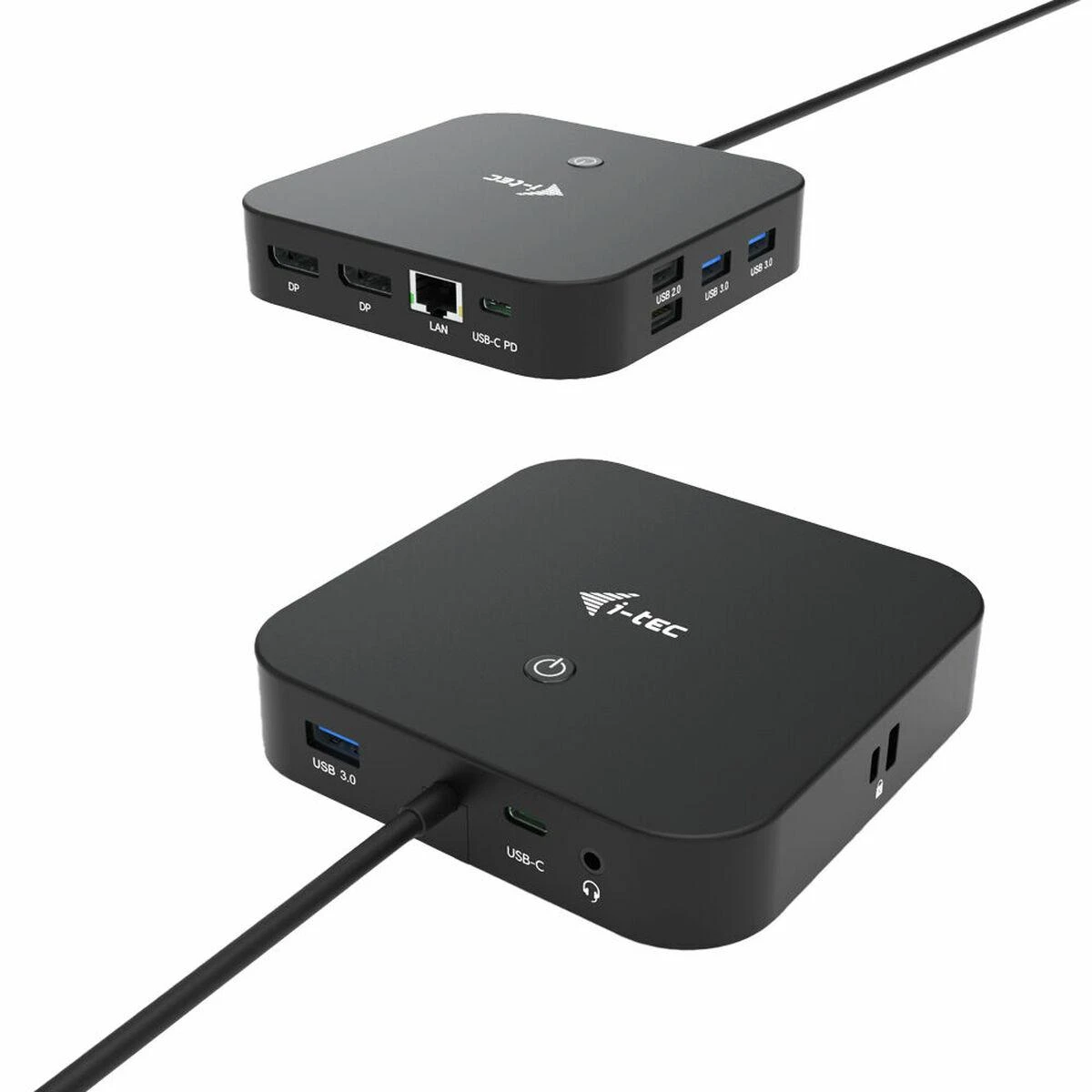 I-TEC USB-C Dviguba Ekrano MST prijungimo stotis 2x DP 1x GLAN 3x USB 3.1 2x USB 2.0 1x USB-C-Data 1x Audio / Mic Jack be maitinimo adapterio