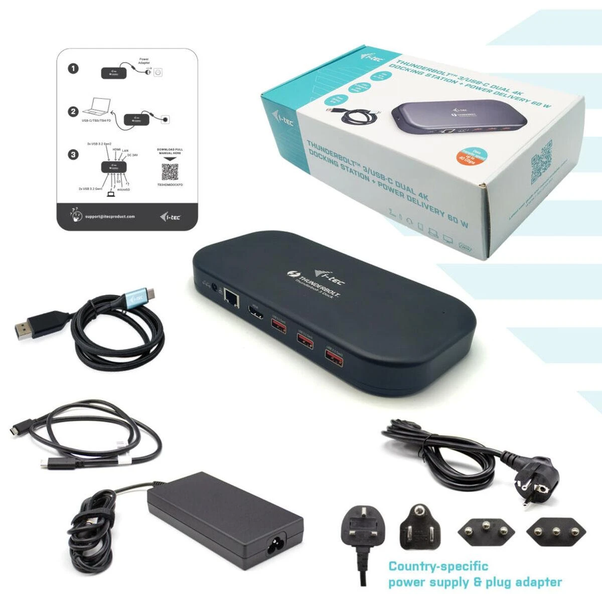 I-TEC Thunderbolt 3 Dual 4K Docking Station Maitinimas 65W