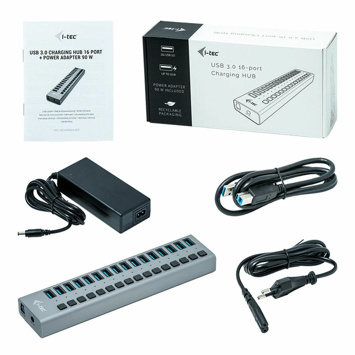 I-TEC 16 prievadų USB 3.0 šakotuvas su maitinimo priedais