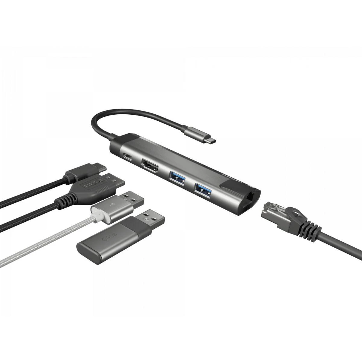 NATEC Fowler Go USB-C adapteris su jungtimis