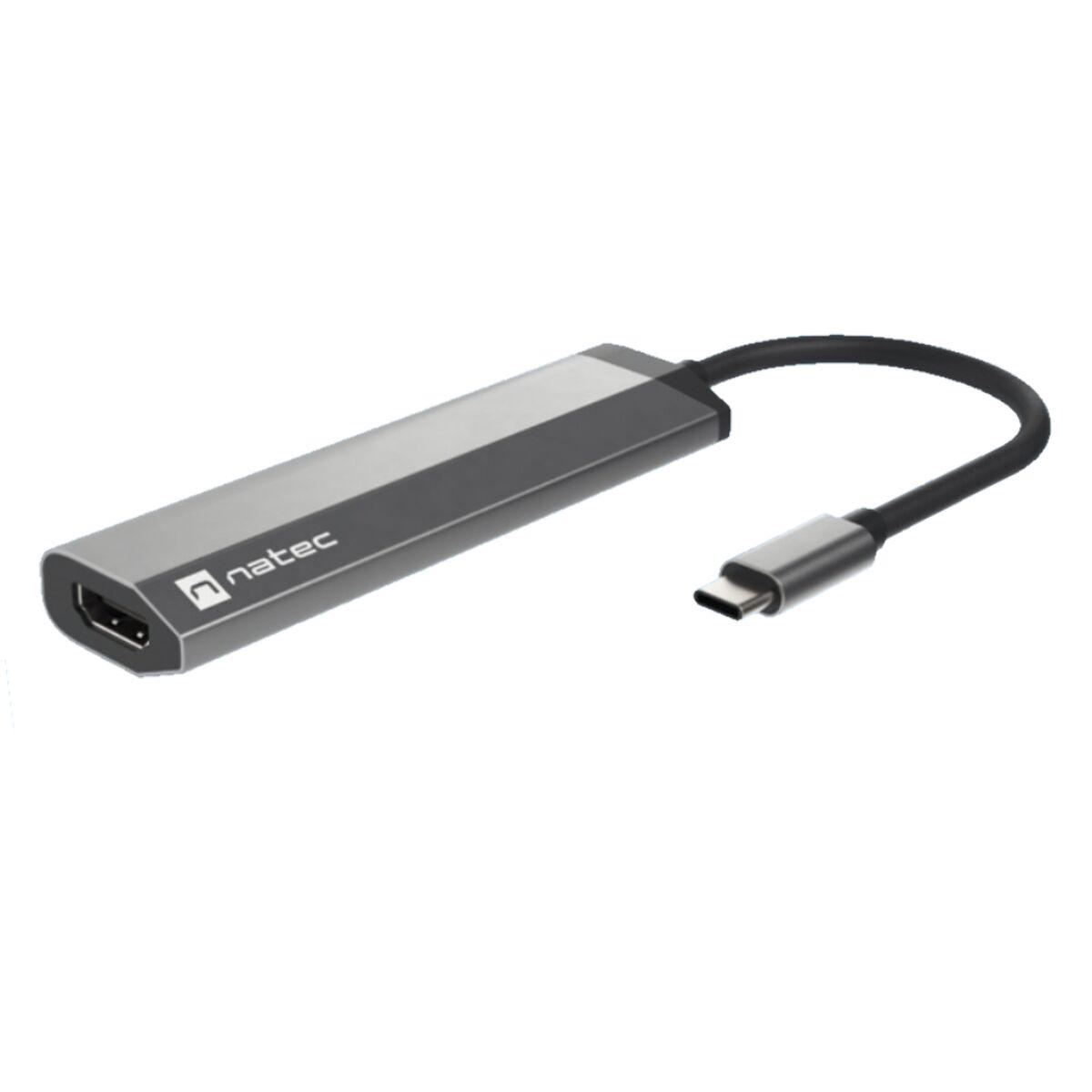 NATEC daugiaportinis „Fowler Slim“ USB-C šakotuvas, USB 3.0 x2, HDMI, 4K, USB-C PD