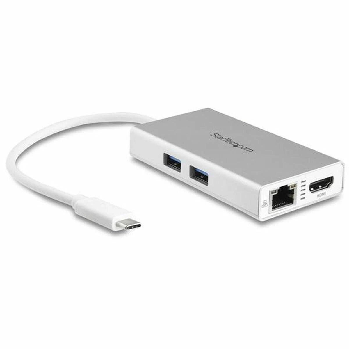 StarTech DKT30CHPDW USB-C kelių prievadų adapteris USB3.0 C -> 1x HDMI, 1x RJ45, 2x USB3.0, sidabrinė / balta