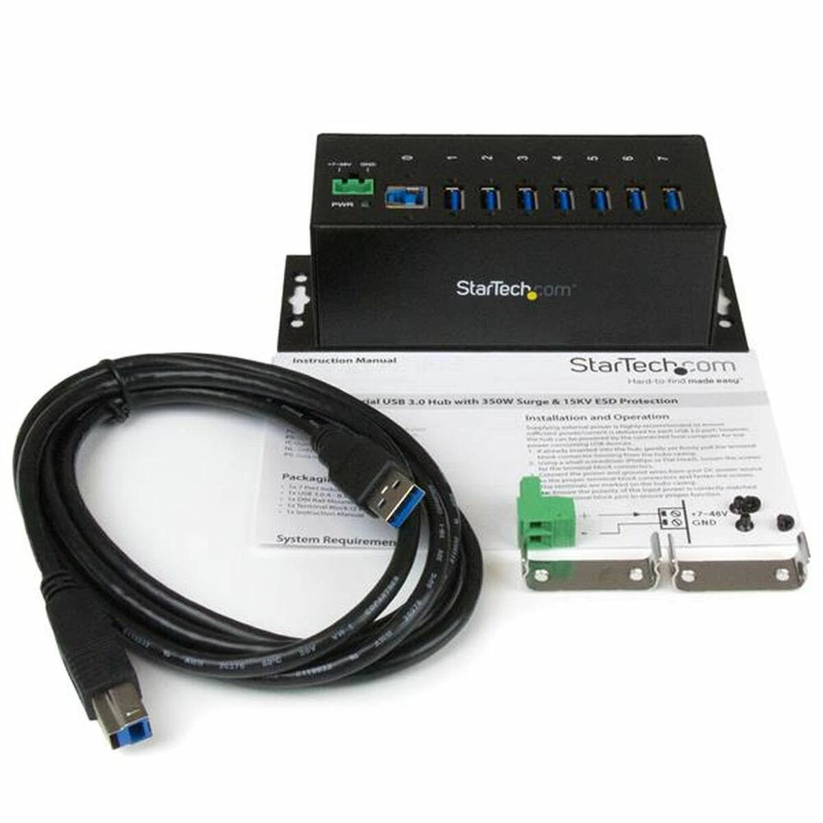StarTech USB 3.0 šakotuvas su laidais ir instrukcija
