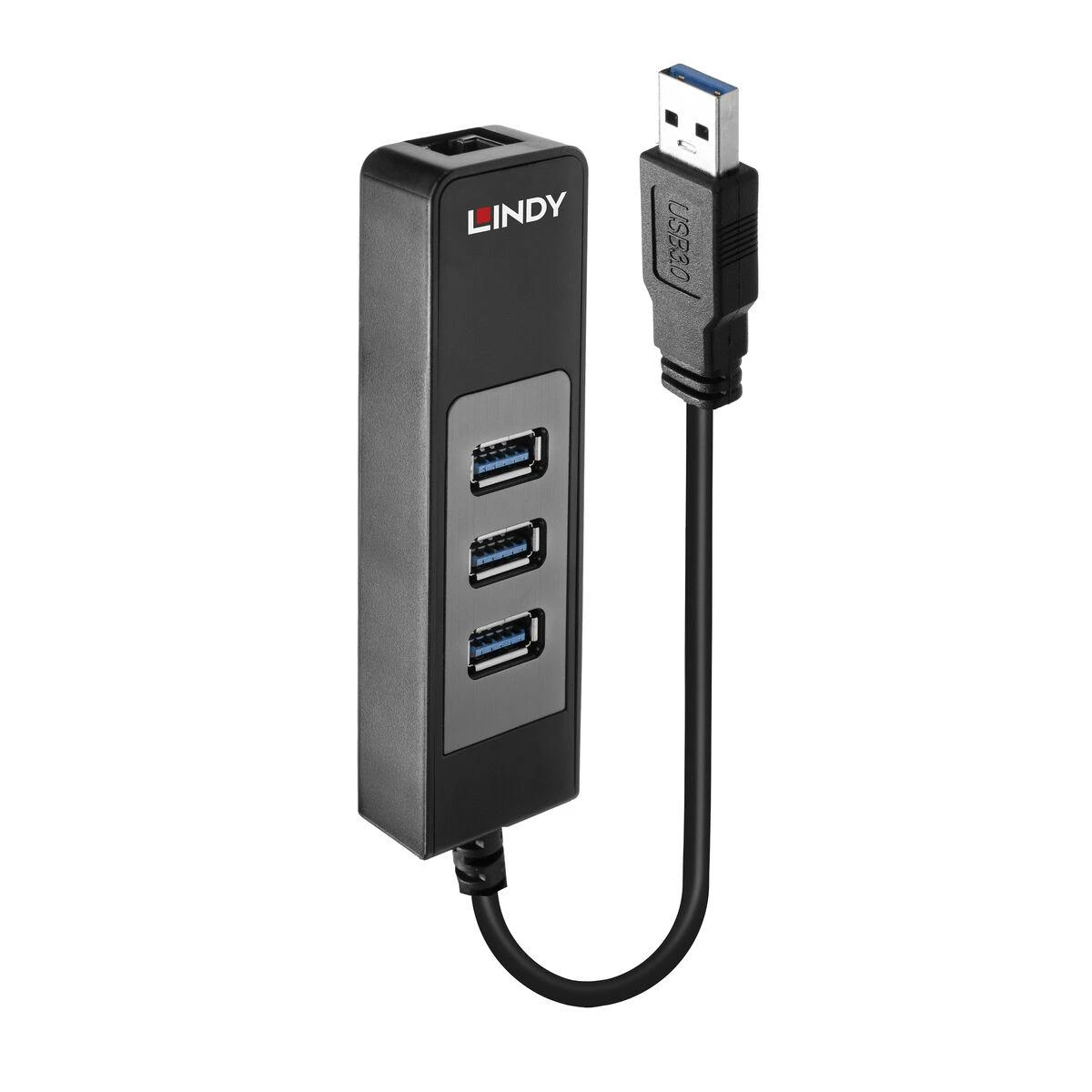 USB Hub - LINDY 3 Prievadų USB 3.0 Hub ir Gigabit Ethernet Konverteris 5Gbps, WoL