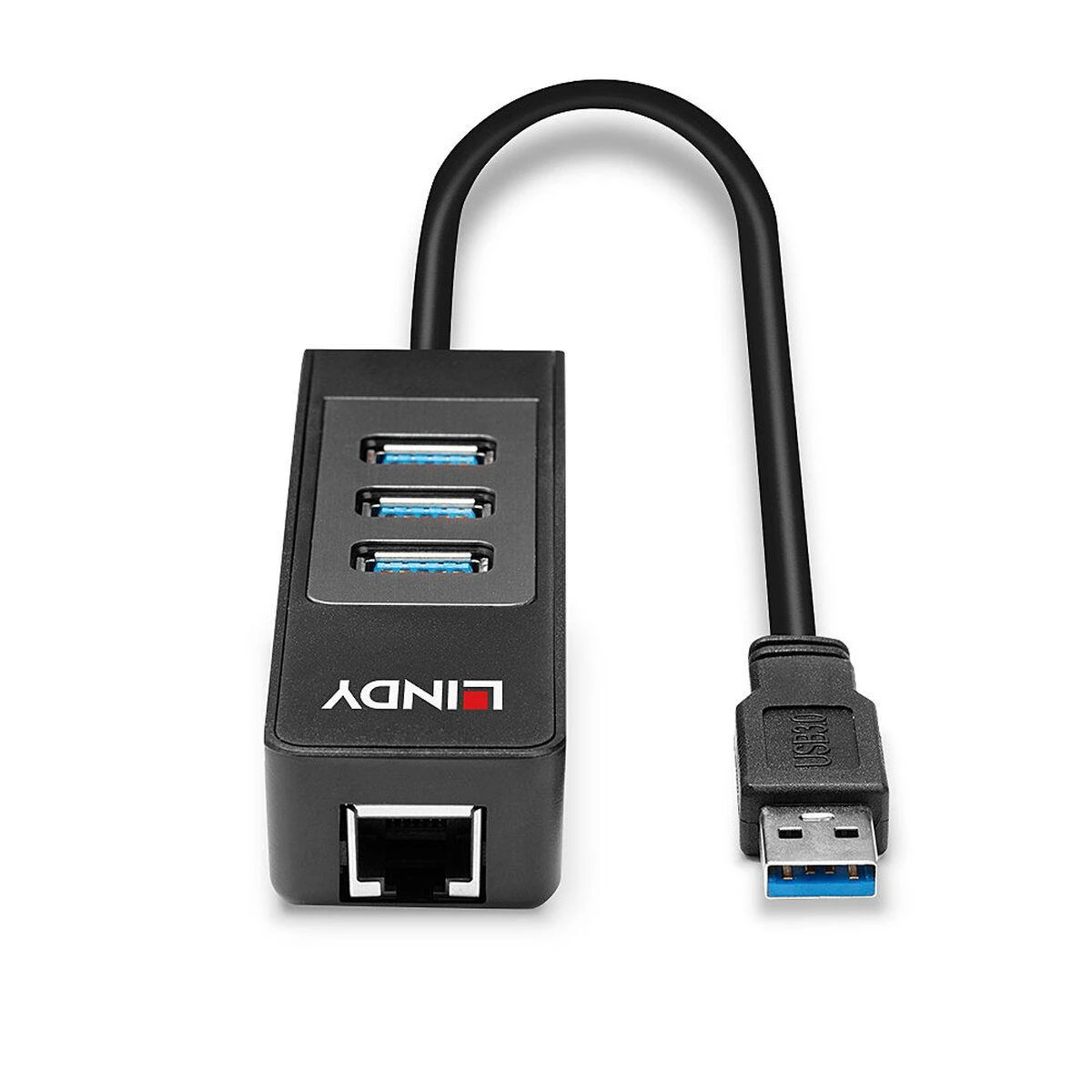 USB Hub - LINDY 3 Prievadų USB 3.0 Hub ir Gigabit Ethernet Konverteris 5Gbps, WoL