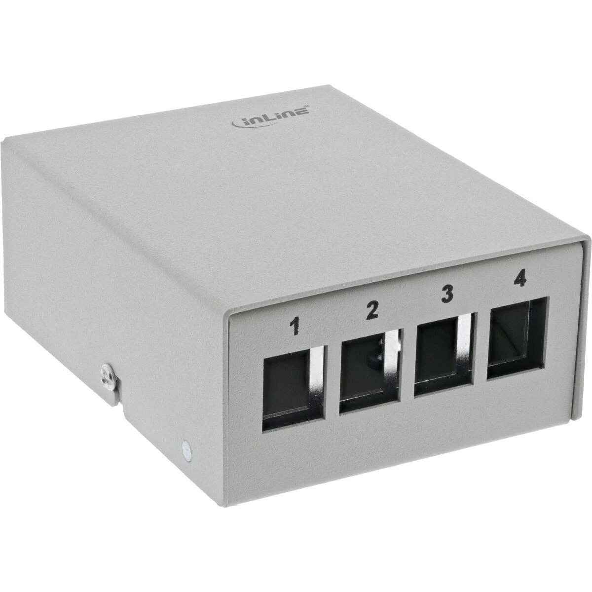 InLine® Desktop Consolidation Point Box 4x Keystone RJ45, metalinis, šviesus pilkas RAL7035