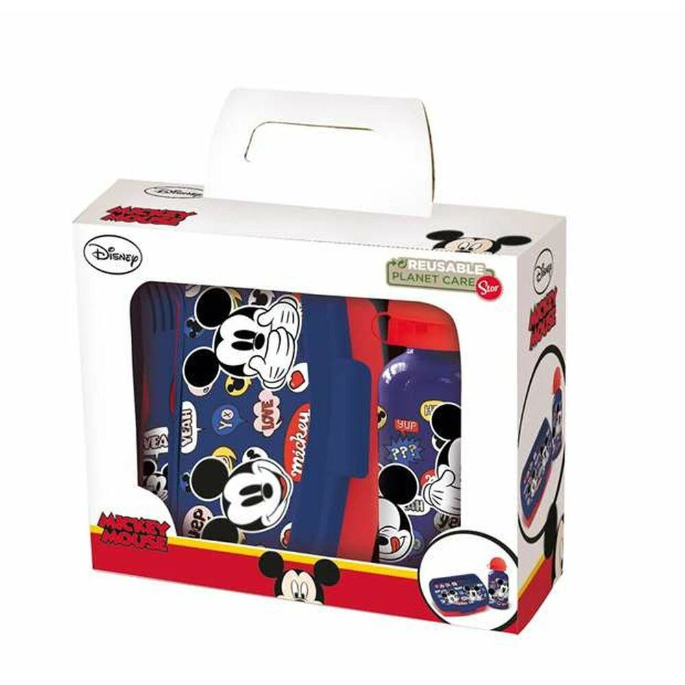 Mickey Mouse - Priešpiečių dėžutė set, 400ml water bottle, cutlery