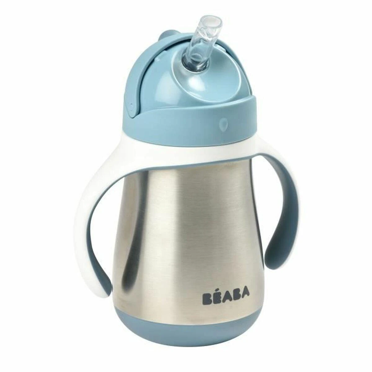 Beaba metalinė gertuvė su šiaudeliu, 250 ml, mėlynos spalvos