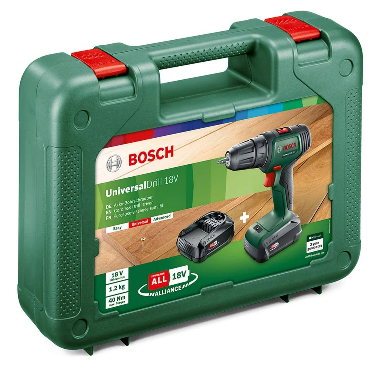 Bosch Universal Drill 18V įrankių lagaminas