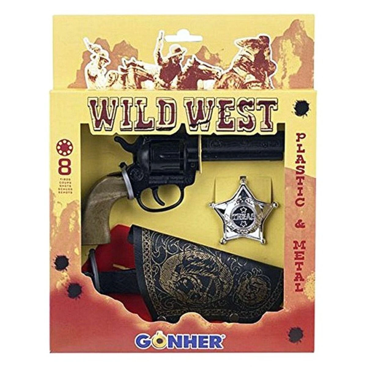 Gonher Cowboy revolverio rinkinys su dėklu ir ženkleliu - 239852