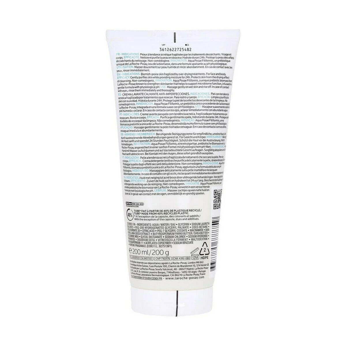 La Roche Posay Effaclar H Iso-Biome Cleansing Kreminis drėkinantis valiklis jautriai, riebiai ir probleminei odai, 200 ml