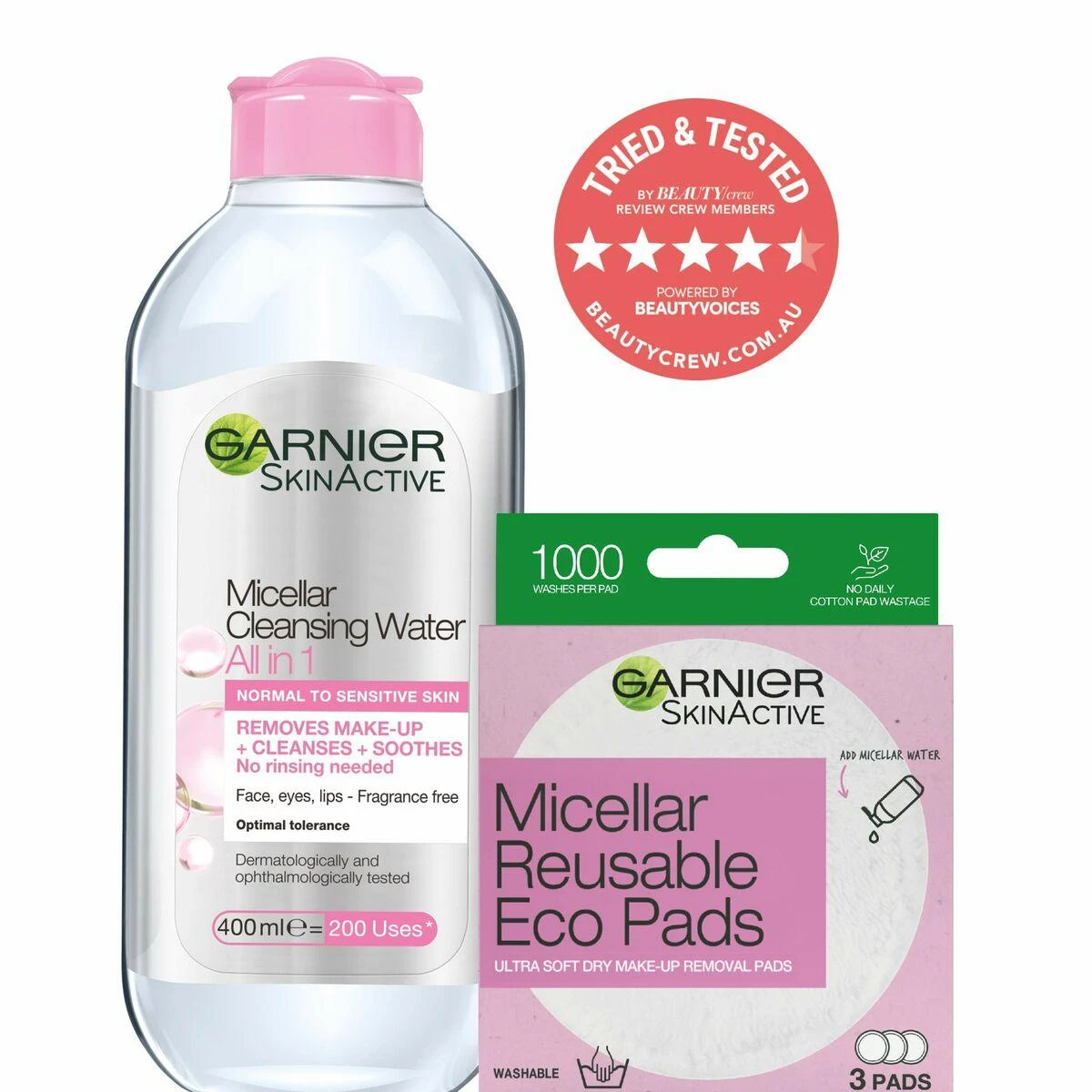 Garnier Skin Naturals Micellar Reusable Eco Pads Cleansiing Pads moterims, 3 pc