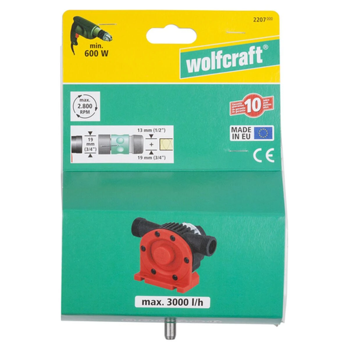 WOLFCRAFT vandens siurblys elektriniams gręžtuvams 3000l/h
