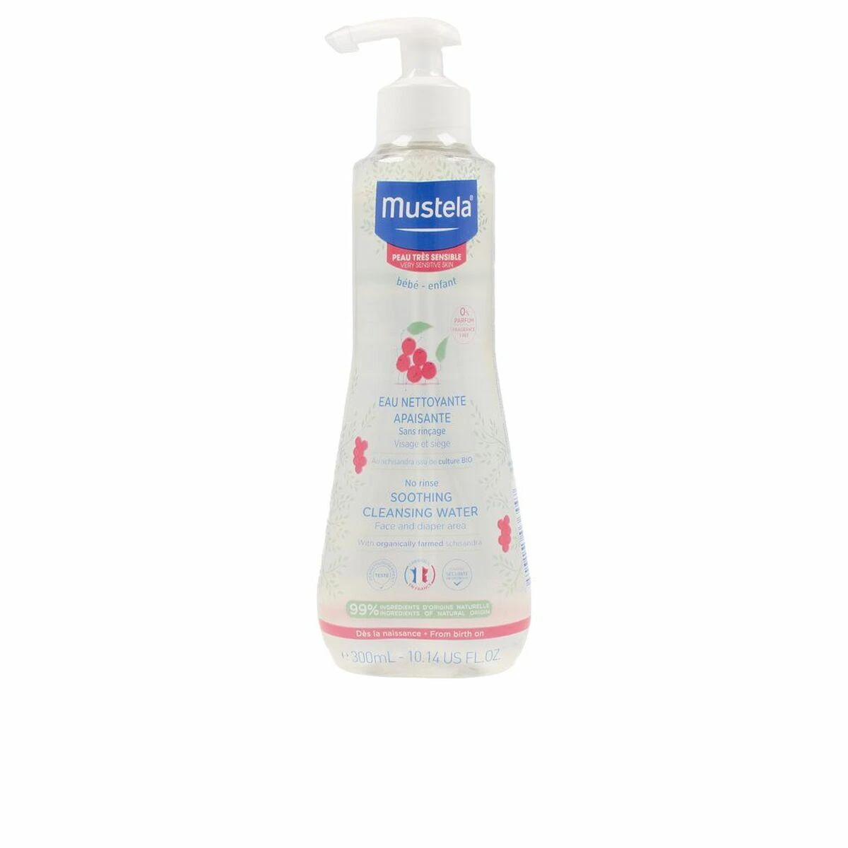 Mustela raminamasis valomasis vanduo 300 ml su pompa