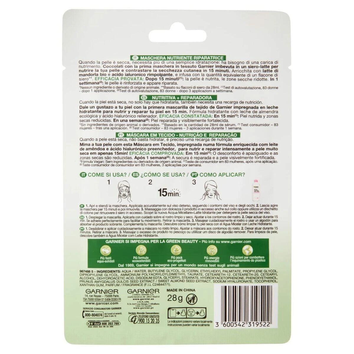 "Garnier Skinactive Nutri Bomb" maitinamoji atkuriamoji kaukė 1 vnt
