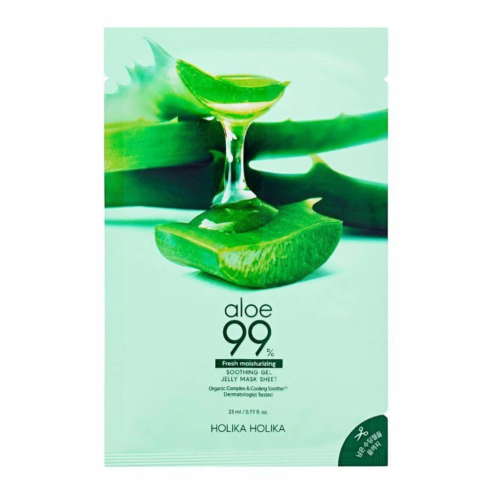 Holika Holika Aloe 99% Soothing Gel Jelly Mask Sheet raminanti veido odą lakštinė veido kaukė su alaviju, 23 ml