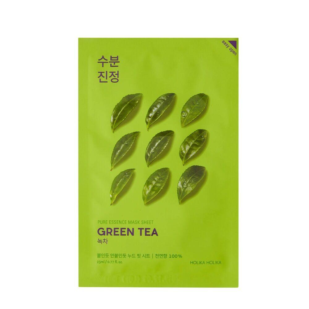 Holika Holika Pure Essence Mask Sheet - Žalias Tea lakštinė veido kaukė su žaliosios arbatos ekstraktu, 20 ml