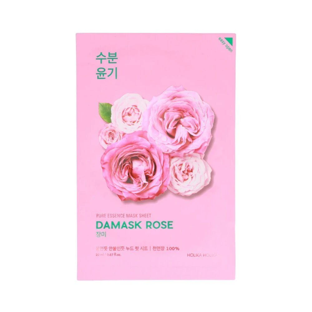 Holika Holika Pure Essence Mask Sheet - Damask Rose lakštinė veido kaukė su rožių aliejumi, 20 ml