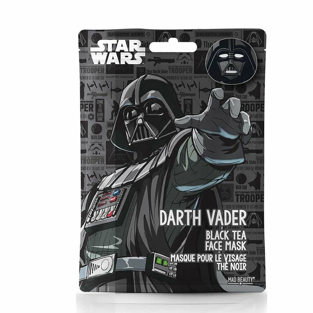 „Mad Beauty Star Wars“ drėkinanti ir smagi veido kaukė po vasaros saulės ir baseino vaikams (1 vnt. Darth Vader juodosios arbatos x 25 ml)