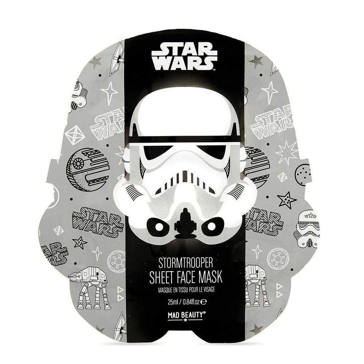 Mad Beauty Star Wars po vasaros saulės ir baseino drėkinanti ir smagi veido kaukė vaikams (1 vnt. Storm StormTrooper x 25 ml)