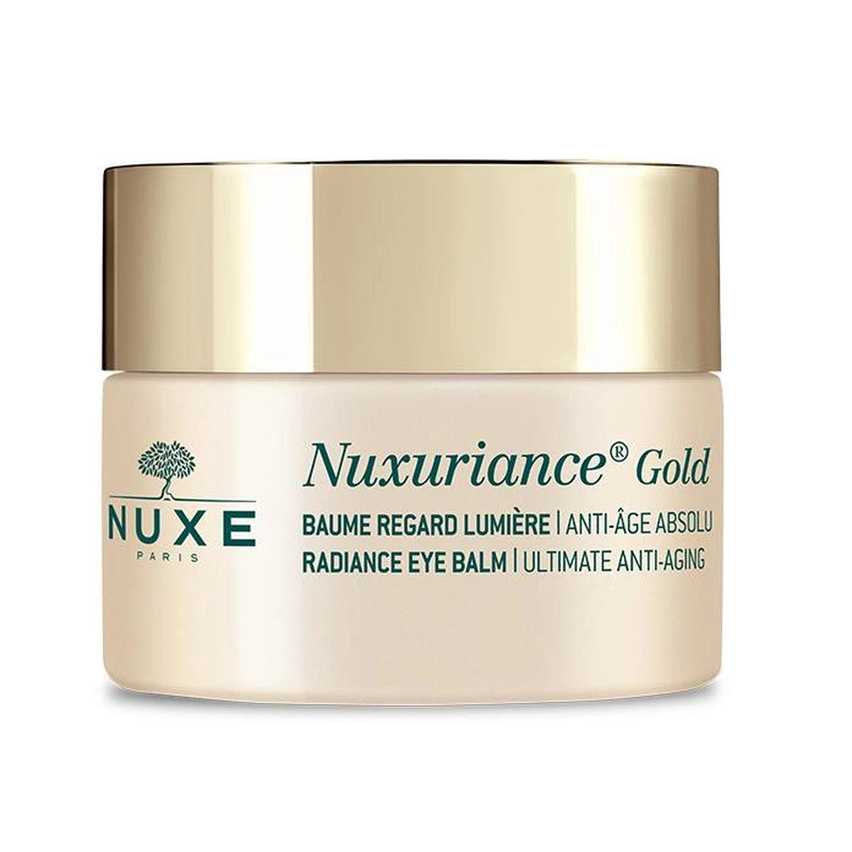 Nuxe Švytėjimo suteikiantis, maksimaliai nuo senėjimo saugantis paakių balzamas „Nuxuriance® Gold Radiance eye balm ultimate anti-aging“, 15 ml