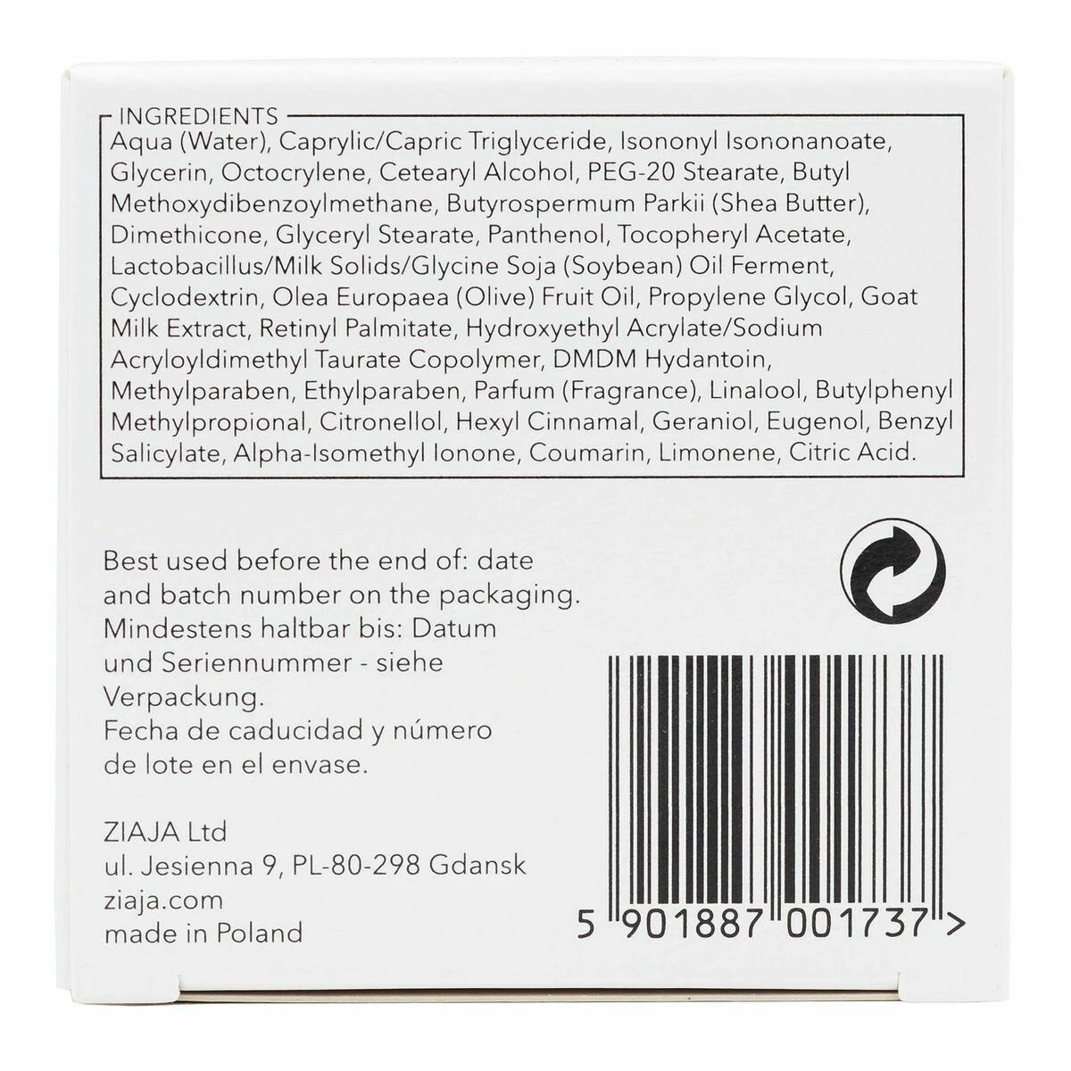 Ziaja ožkų pieno dieninis veido kremas 50ml