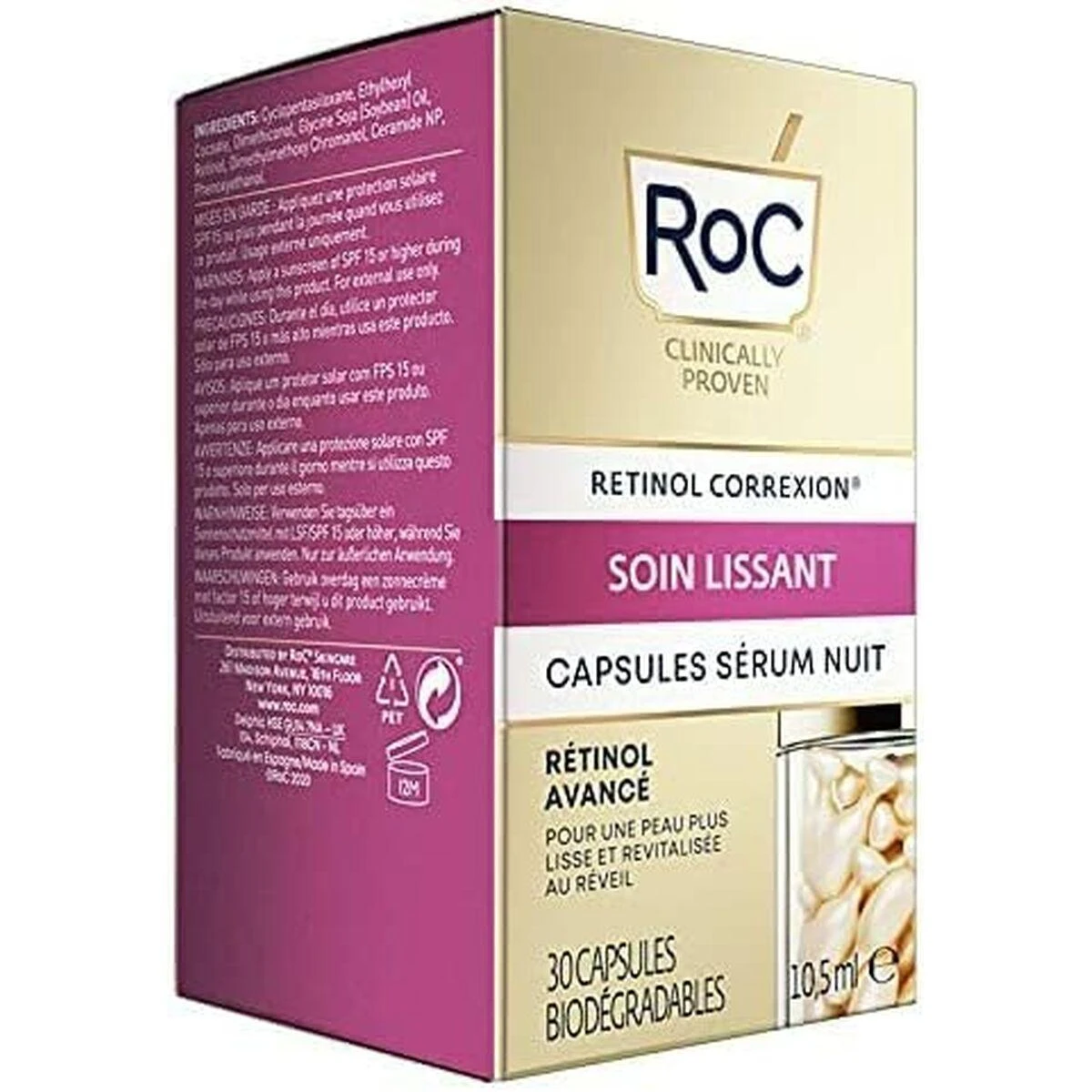 ROC Retinol Correxion Line Smoothing Night Serum glotninančios naktinės veido serumo kapsulės, 10.5 ml