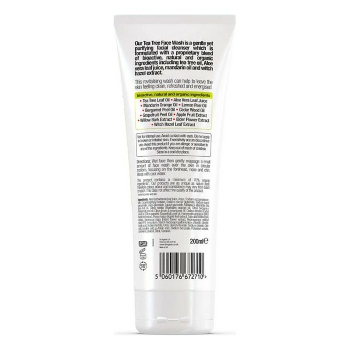 Dr. Organic Arbatmedžio veido prausiklis 200ml