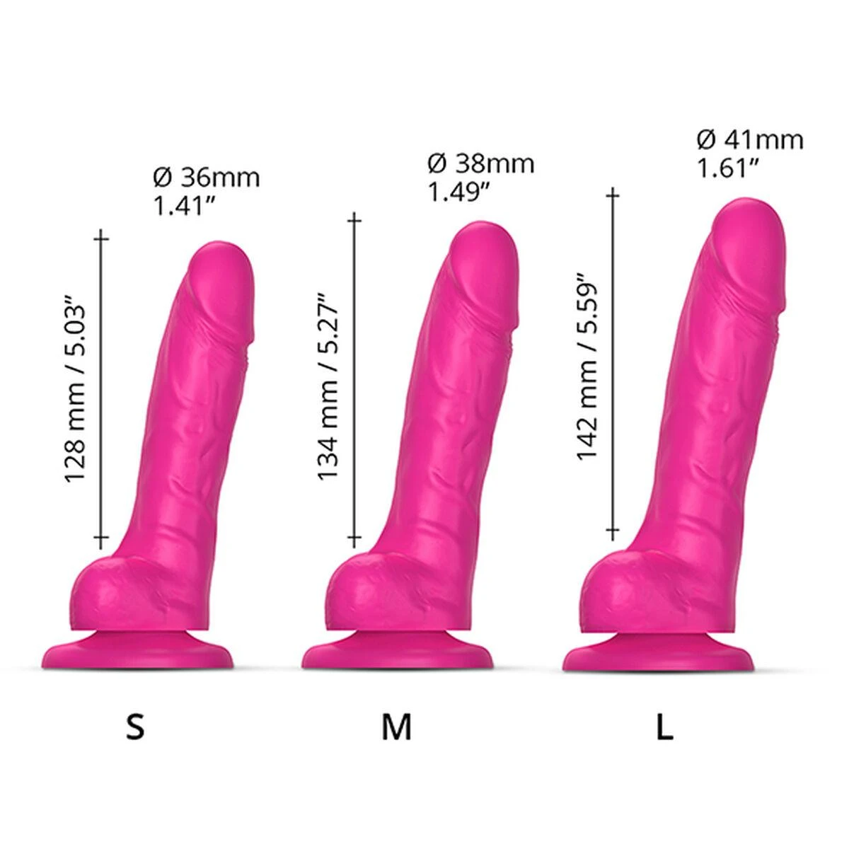 Strap-On-Me – slenkanti oda tikroviška dildo Fuchsia M