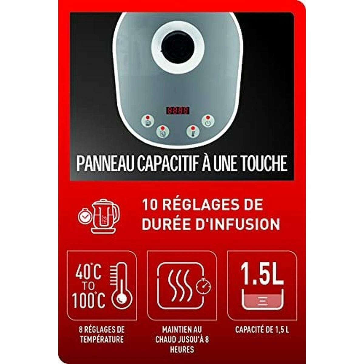 TEFAL BJ551B10 | Tea Virdulys | 1400 W | 1.5 L | Glass | 360° rotational base | Baltas/Pilkas