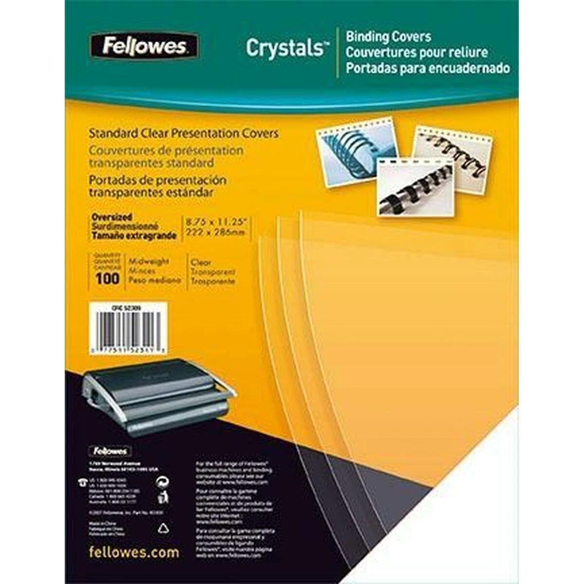 Fellowes Įrišimo viršeliai A3, 0.20 mm, PVC, skaidrūs (100 vnt.)