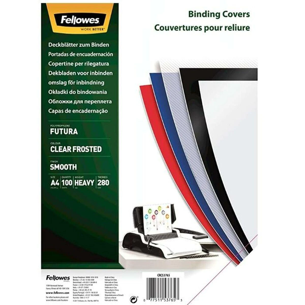 Fellowes užvalkalas skaidrus matinis FUTURA A4, 280 µ, 100 vnt. (5376501)