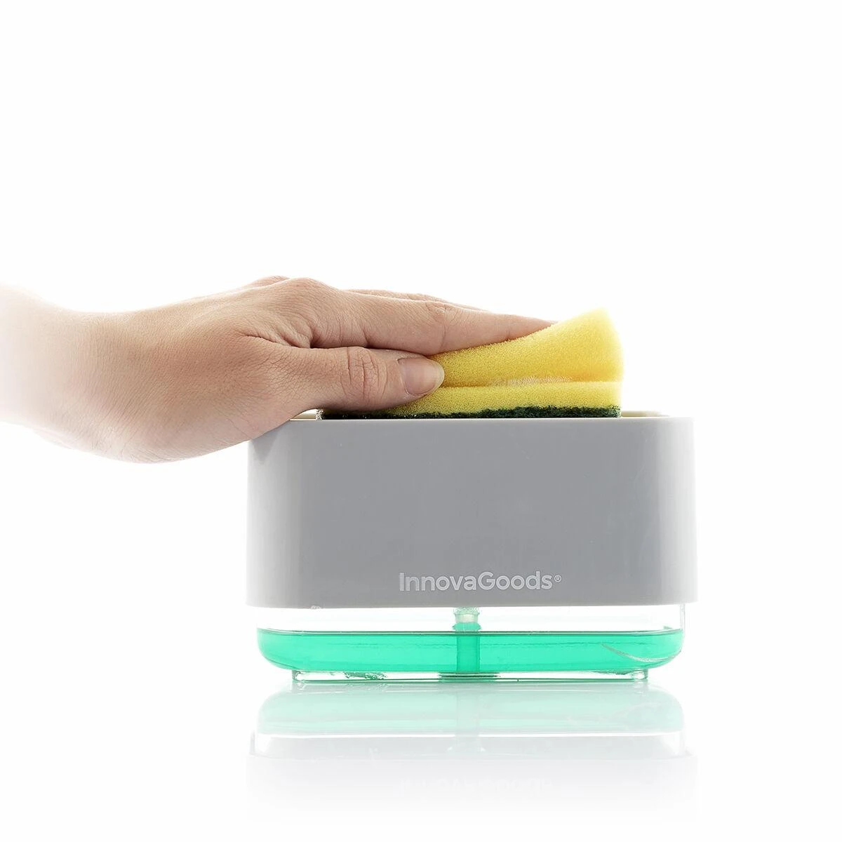 InnovaGoods muilo dozatorius 2 viename Pushoap skirta indams skysčio dozatorius kriauklei
