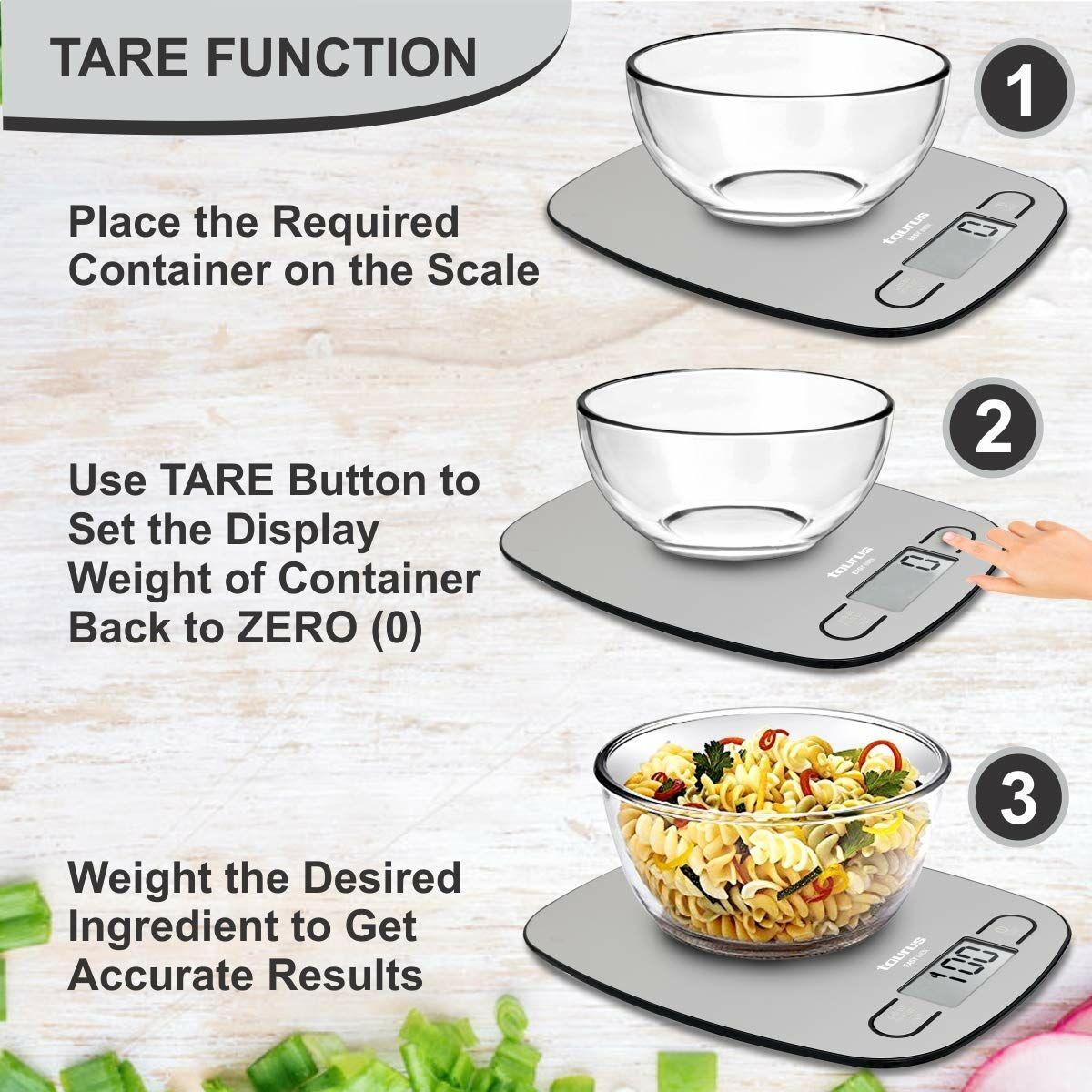 Virtuvinės svarstyklės Taurus EASY INOX, sveria iki 5kg
