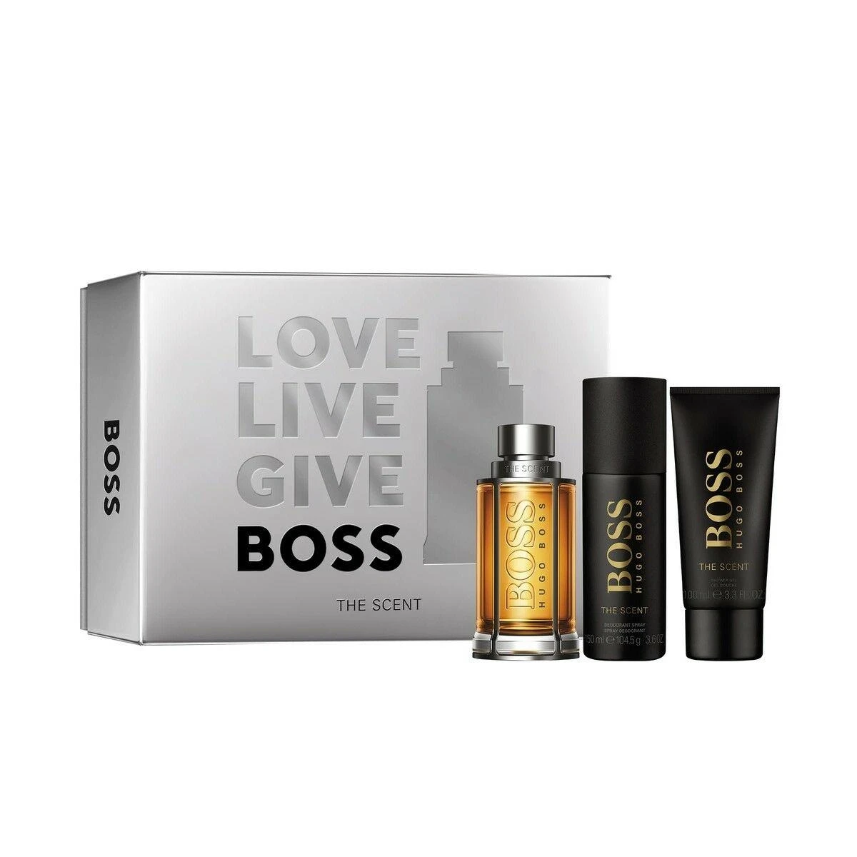 Hugo Boss The Scent rinkinys vyrams (kvepalai EDT, 100 ml + dušo želė 100 ml + dezodorantas 150 ml)