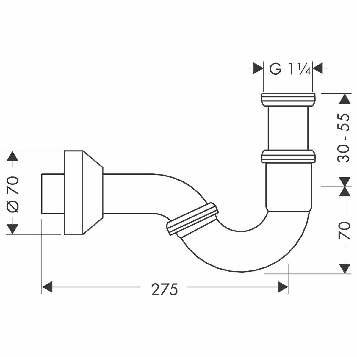 Hansgrohe bidē sifons, 1¼ x 32 mm, hromēts misiņš