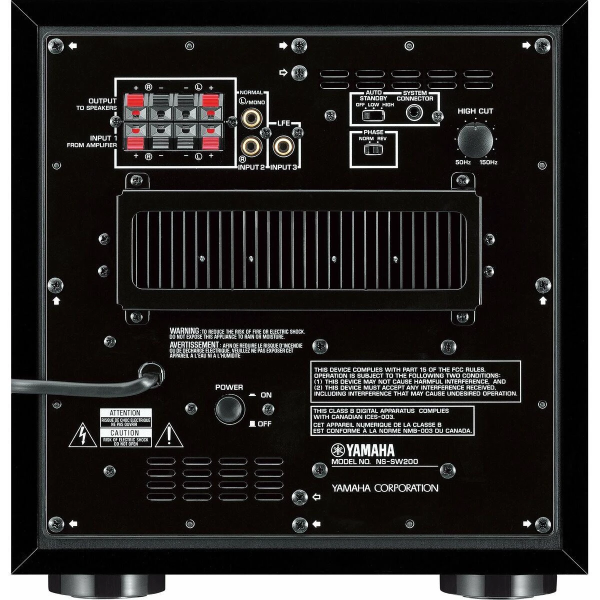 Namų kino sistema Yamaha NS-SW200 žemų dažnių kolonėlė, Piano juodas juodos spalvos