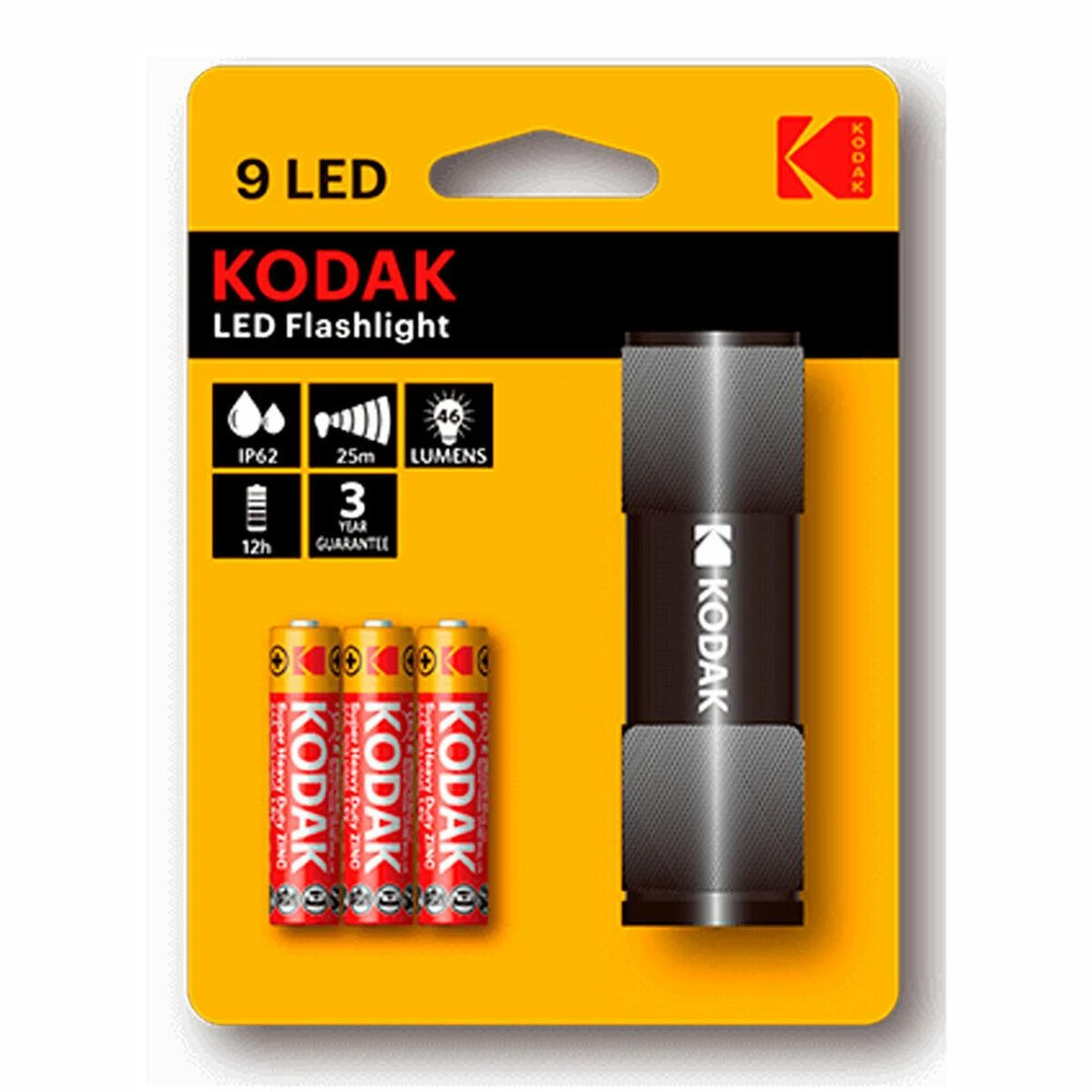 Žibintuvėlis Kodak 9-LED prožektorius juodas + 3 AAA EHD#