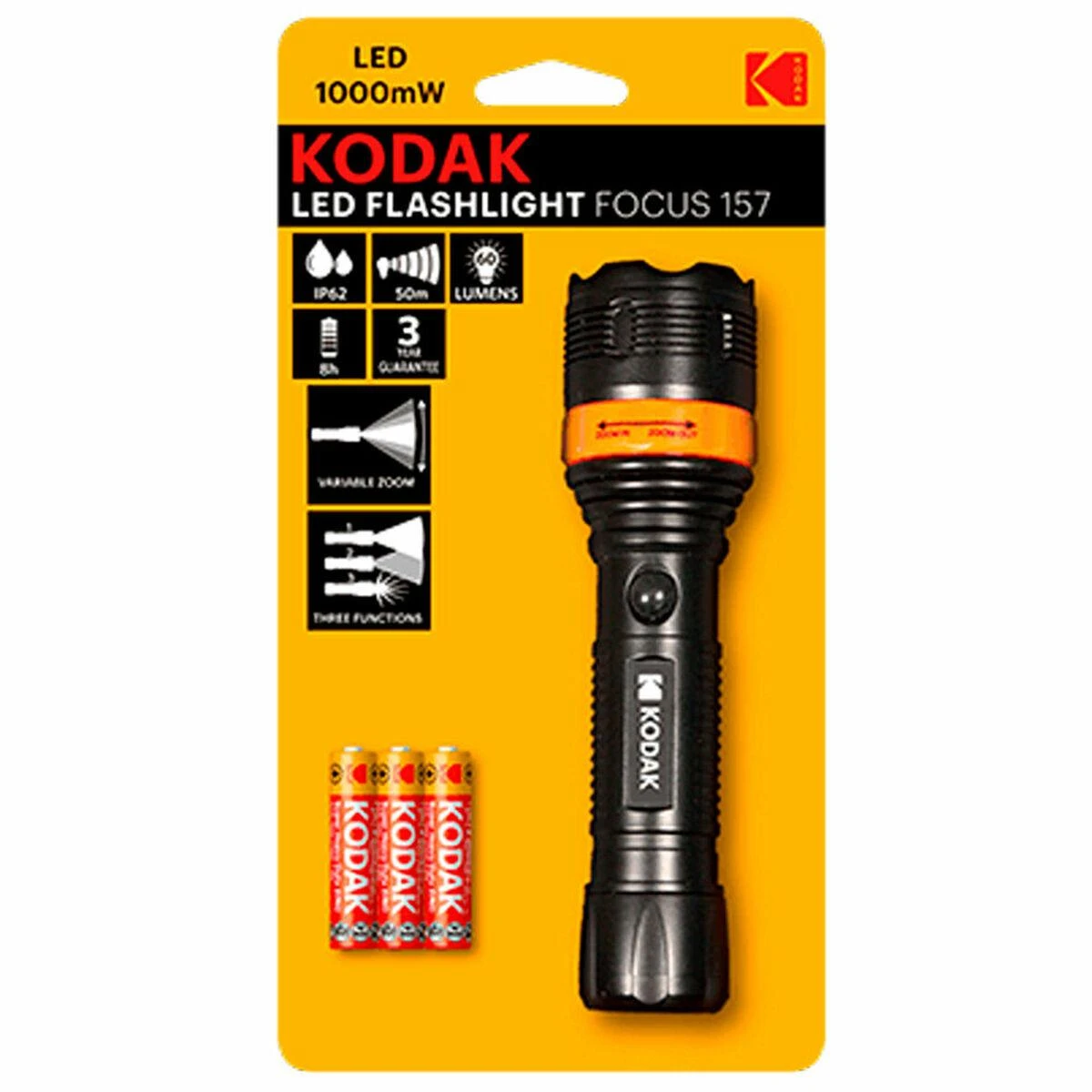 Žibintuvėlis Kodak Žibintuvėlis Turystyczna Led Focus 157 60lm Ip62 Zoom + 3 Baterie