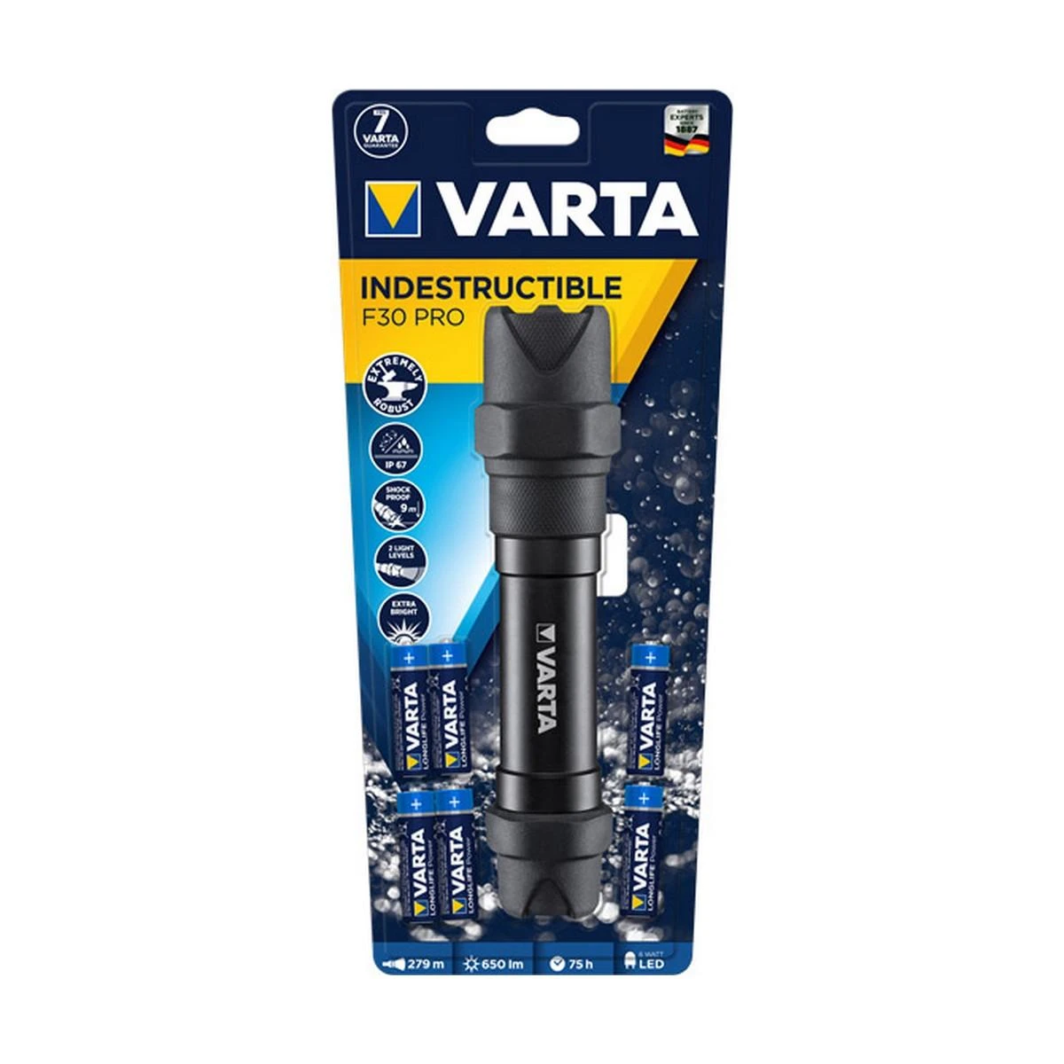 Varta INDESTRUCTIBLE F30 PRO Rankinis žibintuvėlis Juoda LED