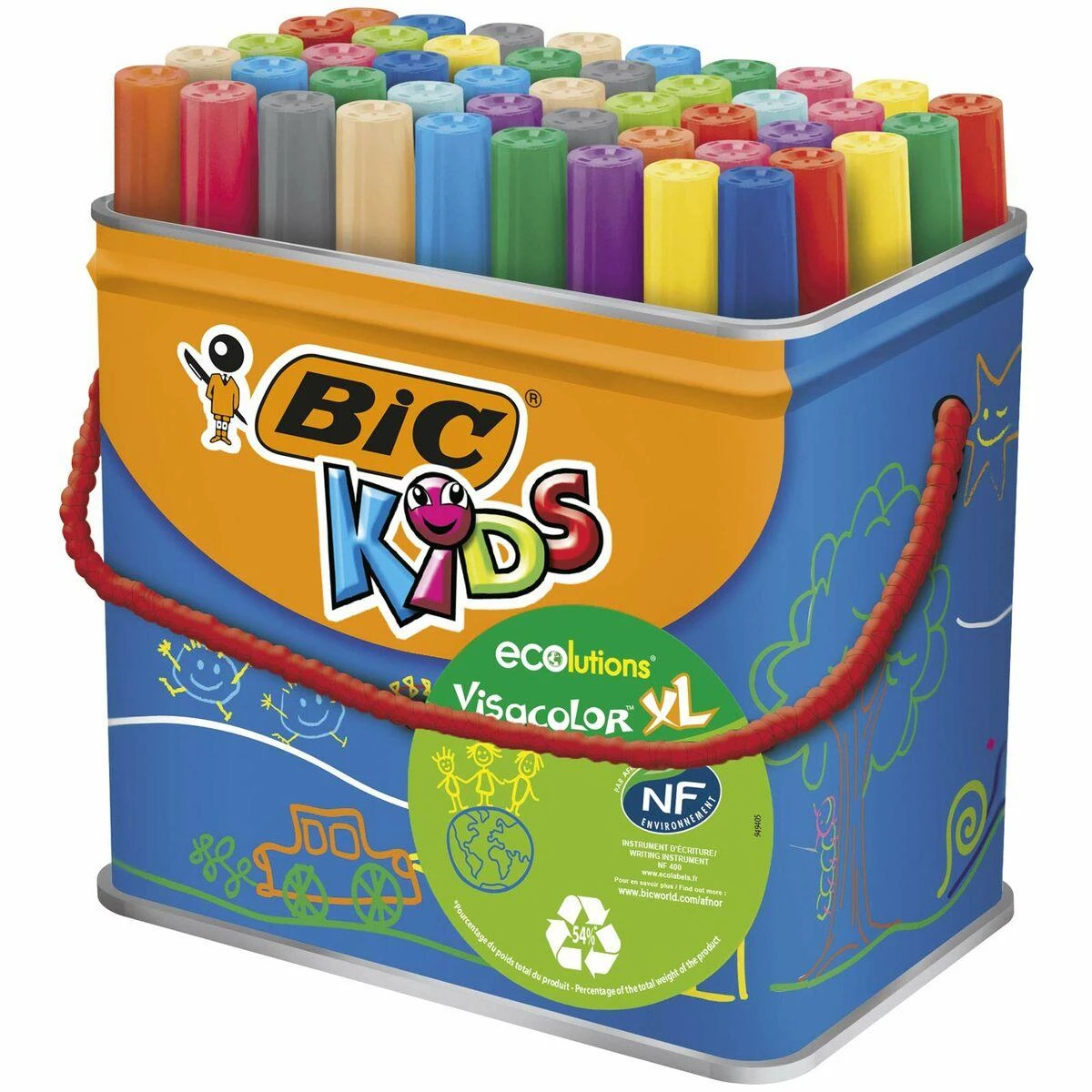 BIC Kids Visacolor XL, paryškintas, daugiaspalvis, apvalus galiukas, 4,5 mm, 1,3 mm, daugiaspalvis