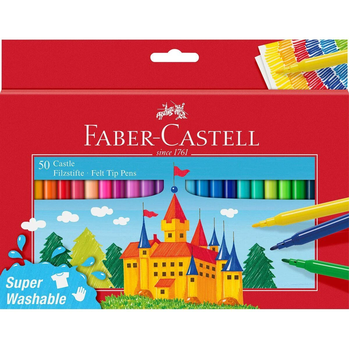 Flomasteriai Faber-Castell Castle Cardboardbox, 50 spalvų
