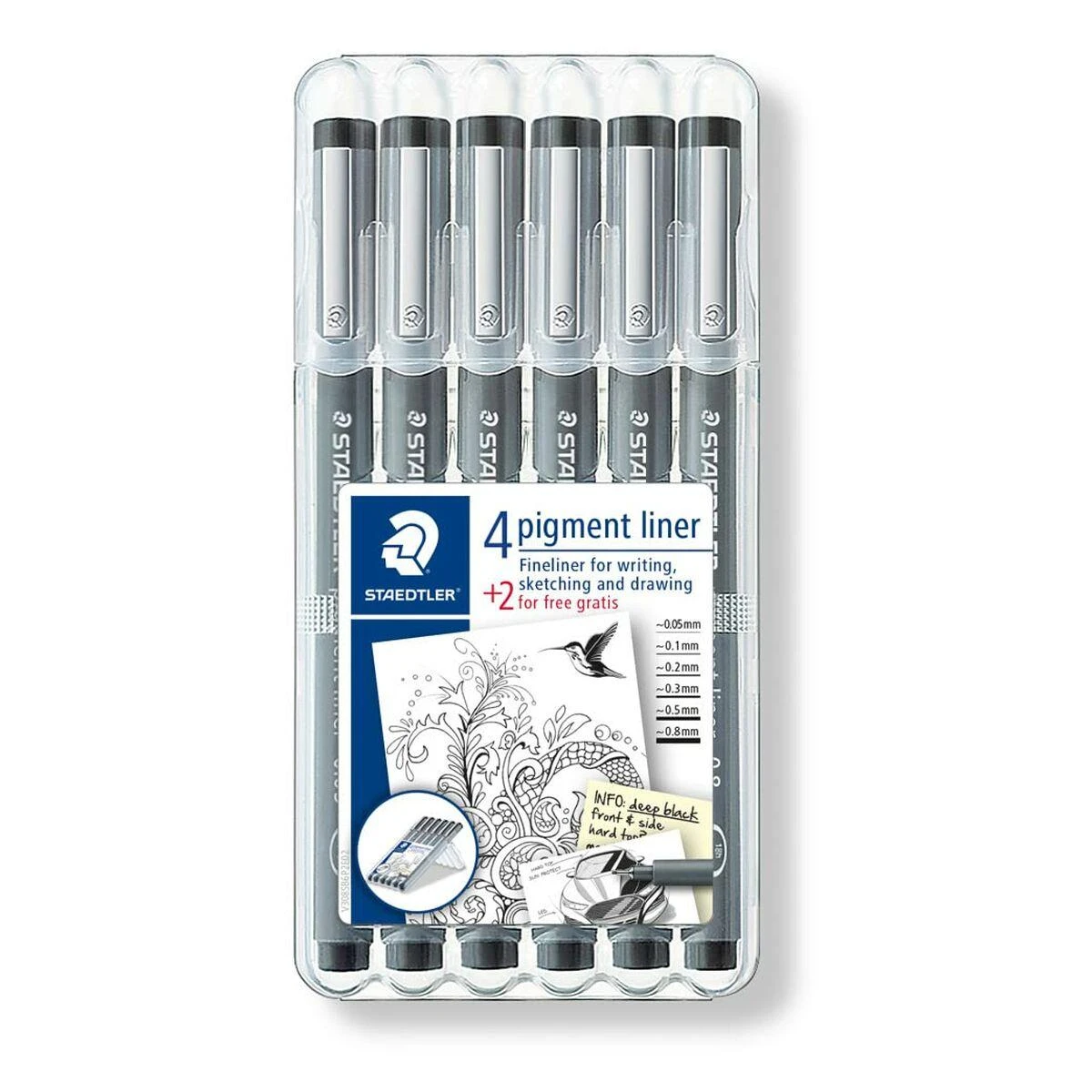 Braižiklis Staedtler PigmentLiner, rinkinyje 6 skirtingi pločiai