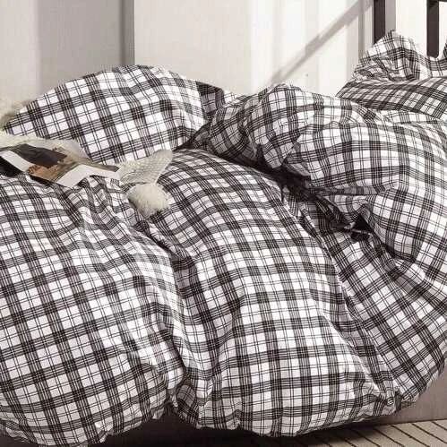 Patalynės komplektas Deluxe medvilnės komplektas JUODAI Baltas RYTAS, 4 dalių, 200x220 cm