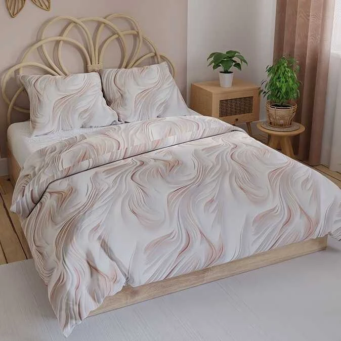 Deluxe satino patalynės komplektas MARMURO GIJOS, 3 dalių, 200x220 cm