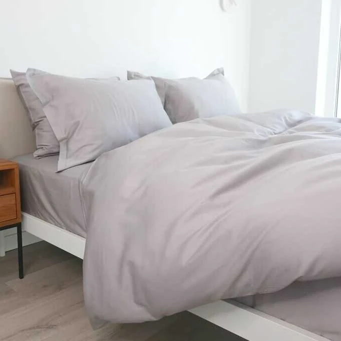 Saules Patalyne PREMIUM satino patalynės komplektas Sidabrinis ROYAL, 3 dalių, 200x220 cm
